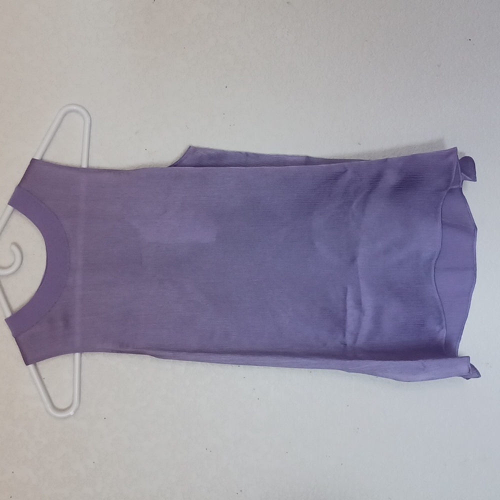 Vince lilac ribbed trim silk tank with side slits - Picture 13 of 13